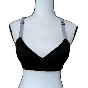 Pro Player Athletic Keyhole Padded Wirefree Racerback Sports Bra XL Black Gray